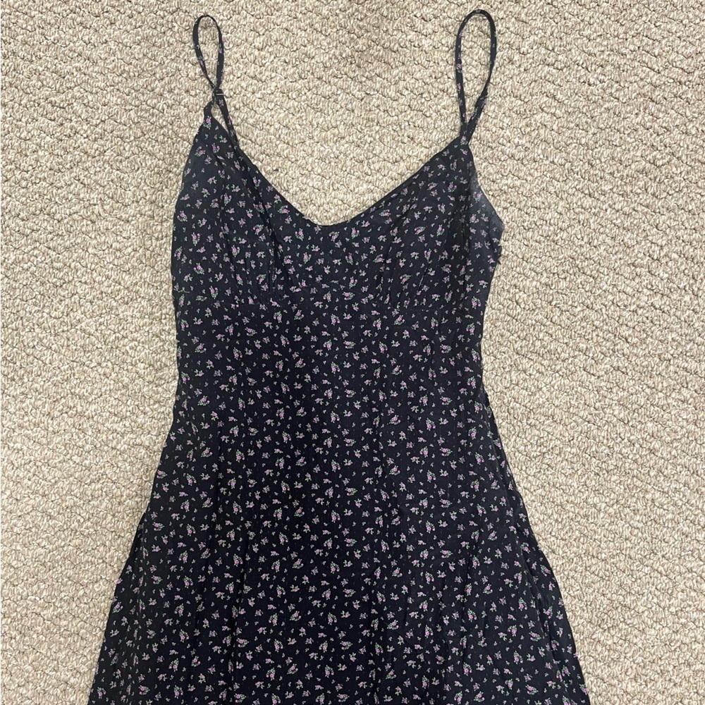 Princess Polly Black Dress with Floral Accents